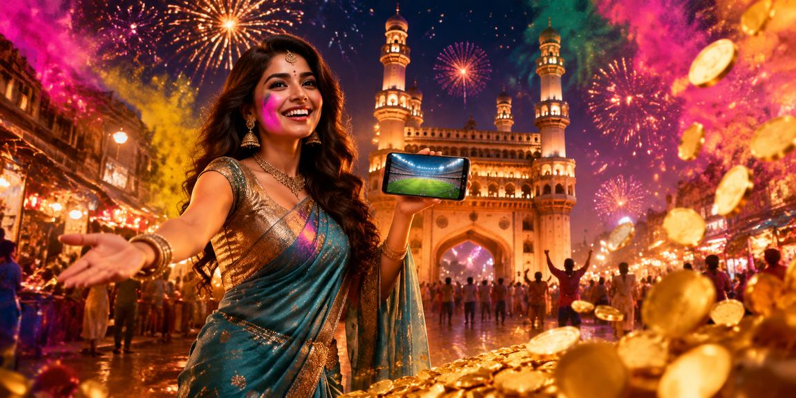 Mobile sports betting user in Hyderabad near Charminar